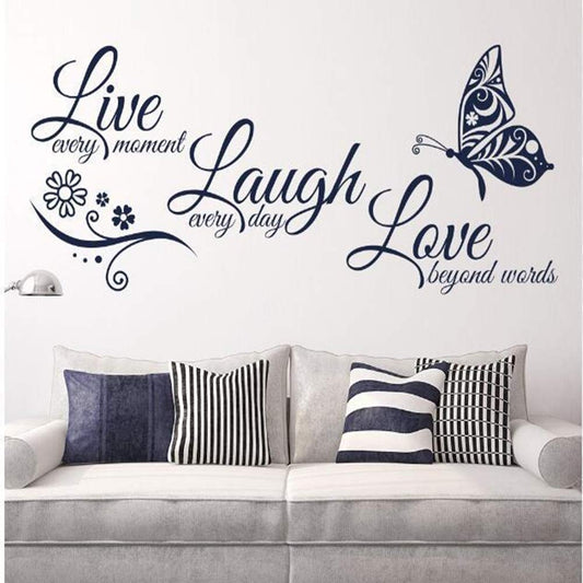 Live Love Laugh Set 3 Wall Sticker Motivational Decals,Family Inspirational Wall Stickers Quotes(18x39, Black)