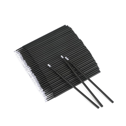 G2PLUS 500PCS Cotton Swabs, Black Disposable Micro Applicators Brush for Makeup and Personal Care, Micro Swabs for Eyelash Extensions, Nails, Eyeliner (Head Diameter: 2.5mm/0.098'')