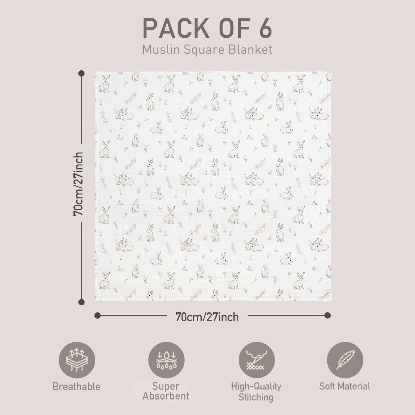 GLLQUEN BABY Receiving Blanket Boy Cotton Muslin Swaddle Blankets Girl Newborn Squares Breathable & Soft Thin Baby Blankets Cloths Double Absorbent Infant Swaddling Wrap - 6 Pack (Looking for Spring)