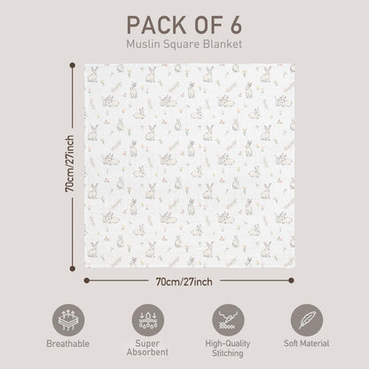 GLLQUEN BABY Receiving Blanket Boy Cotton Muslin Swaddle Blankets Girl Newborn Squares Breathable & Soft Thin Baby Blankets Cloths Double Absorbent Infant Swaddling Wrap - 6 Pack (Looking for Spring)