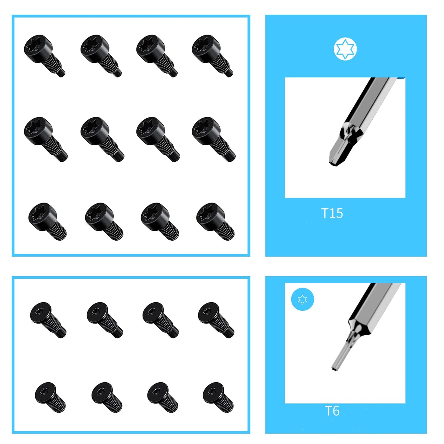 RingDoorbell Screws Replacement, Blue Double-Ended T6 T15 Screwdriver with 20Pcs/5Set Doorbell Security Screws for Camera Video Doorbell Replacement Kits Compatible with All R/ing Doorbells
