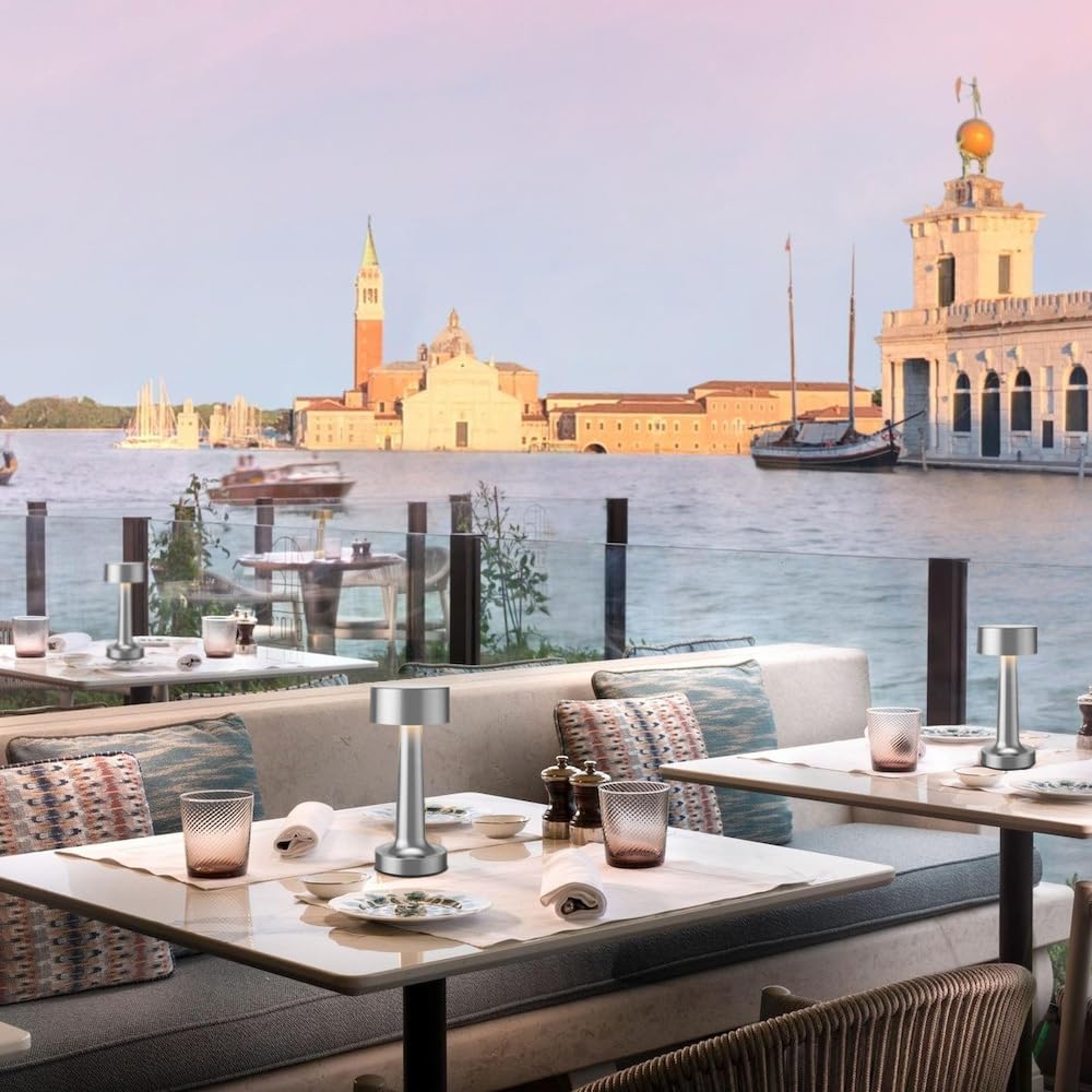 HPUFKOT Portable LED Table Lamp, 3-Levels Brightness Metal Desk Lamp,3 Color Touch Control Rechargeable lamp, Ideal Bedside Lamp for Nightstand,Bedroom, Living Room (Silver)