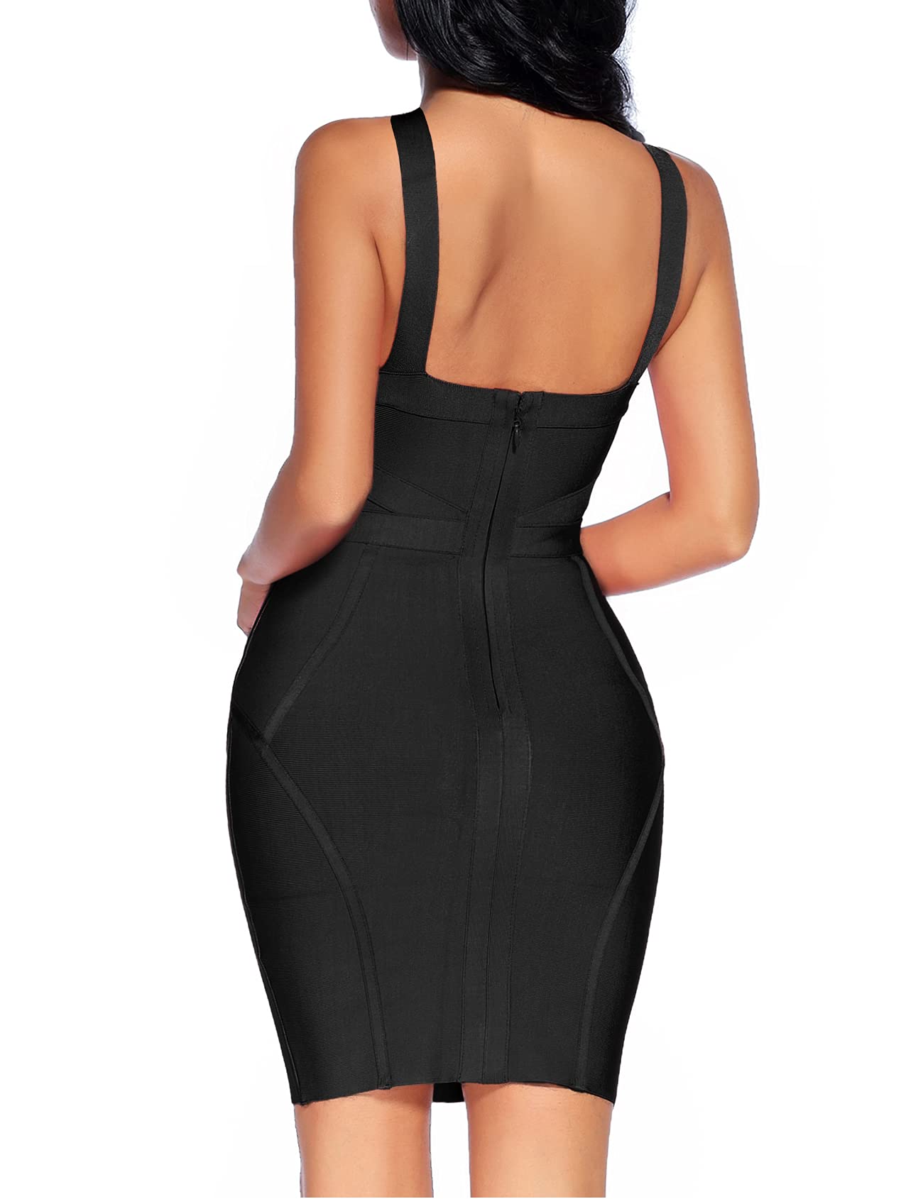Madam Uniq iFashion Women's Straps Sexy Cut Out Bodycon Bandage Mini Dress Small Black(e)