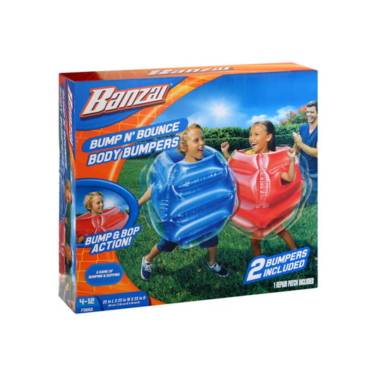 BANZAI: Bump N' Bounce Body Bumpers, A Game of Bumping & Bopping, 2 Bumpers Included in Red & Blue, Fun & Safe Cushion Inflatable Surface, for Ages 4 and up