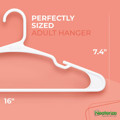 NEATERIZE Clothes Hangers 16 Pack White - Plastic Hangers - Ganchos Colgar Ropa