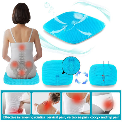 masteymoh Gel Seat Cushion for Long Sitting, Gel Cushions for Pressure Sores Relief, 18.5x17.3x1.2 Inches Cooling Gel Car Seat Cushion, Seat Cushions for Office Chairs with Breathable Nonslip Cover