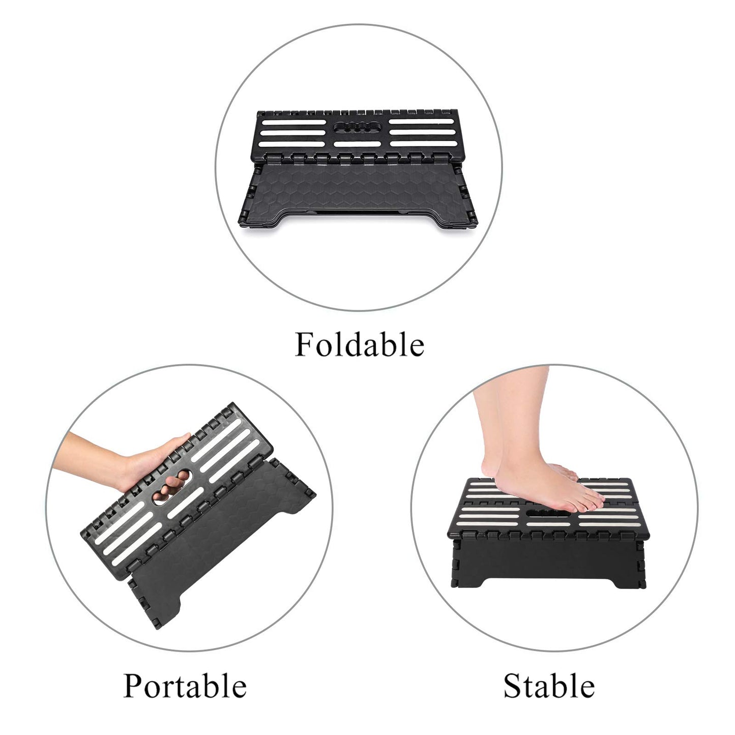 5 Inch Folding Step Stool with Non-Slip Mat. Made of Incombustible Plastic, Can Withstand Over 250 Pounds. Collapsible Step Suitable for Kitchen, Bathroom, Bedroom, Camping, Travel ect