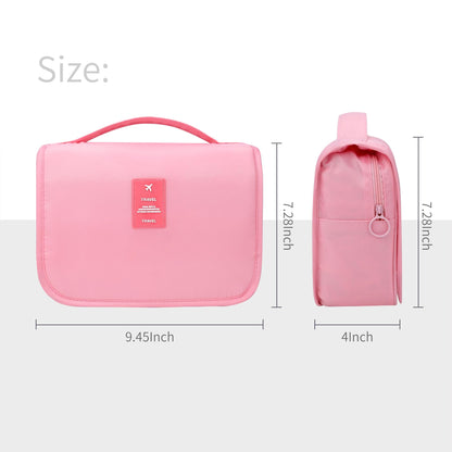 Lcsmaokin Large Capacity Toiletry Bag Travel Bag with Hanging Hook for Men and Women Waterproof Travel Cosmetic Bag Bathroom Storage Bag for Brushes Set, Full-Sized Shampoo,Accessories(Pink)