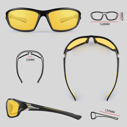 Night Vision Driving Glasses for Men Women,Sports Style Wrap Around Anti Glare with Polarized Yellow Lens
