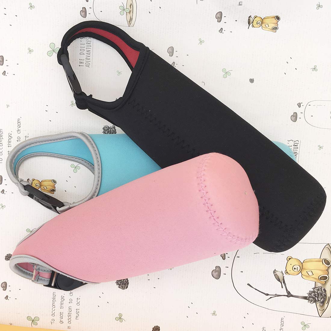 Kvvdi 3 Pack 16 oz - 21 oz Neoprene Water Bottle Sleeve 16.9oz Portable Bottle Cooler Cover Holder Strap for Outdoor