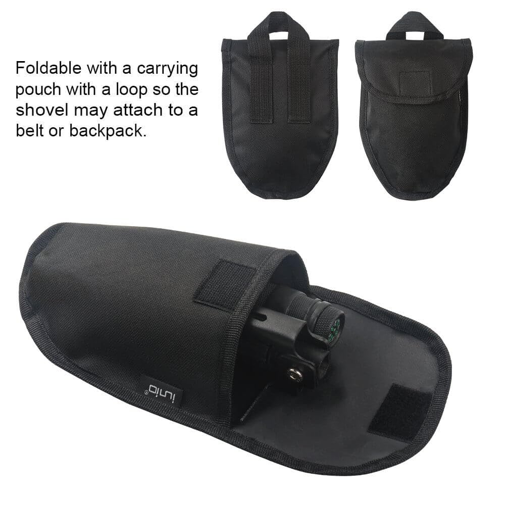 iunio Folding Survival Shovel, Military-Grade Entrenching Tool, Collapsible Emergency Shovel for Disaster Recovery,Car Emergency, Multi-Tool Spade with Pickaxe,Camping,Trenching,Hiking,Gardening