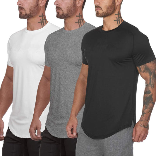 Muscle Killer 3 Pack Men's Gym Workout Bodybuilding Fitness Active Athletic T-Shirts Workout Casual Tee (Small, Black+Gray+White)