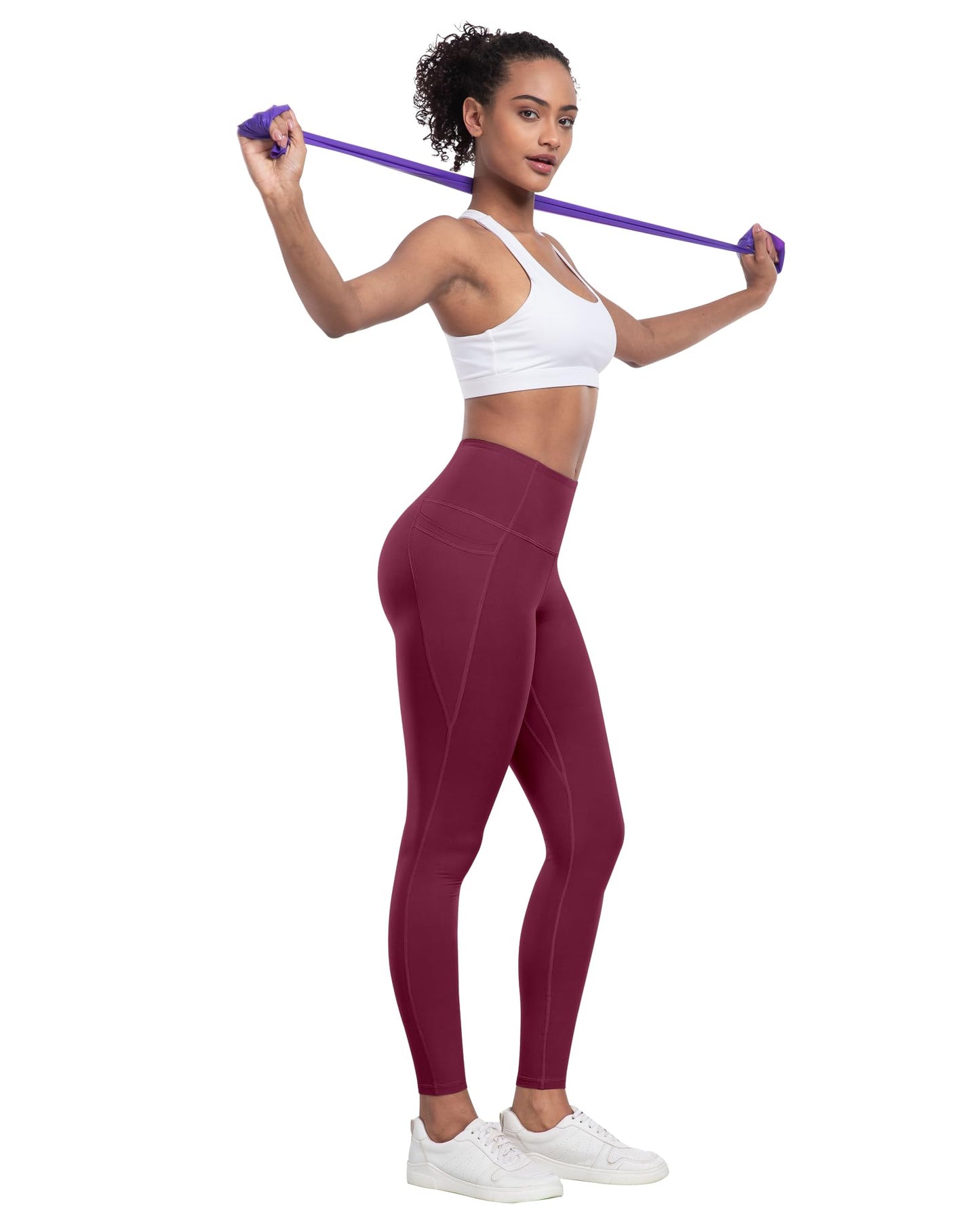 LZYVOO Leggings with Pockets for Women, 6 Packs Soft High Waisted Tummy Control Workout Yoga Pants(BlackGrayNavyWineGreenBrown-XL)