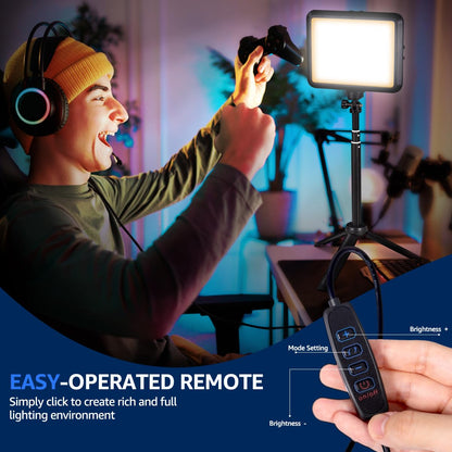 NiceVeedi LED Photography Lighting Kit, 2-Pack 8” Portable Video Light with Adjustable Tripod Stand, 2800K-6500K Dimmable Softlight Studio Light for Zoom, Game Streaming, YouTube