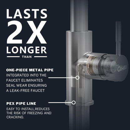 GIMILI Kitchen Faucet with Pull Down Sprayer Single Hole Stainless Steel Sink Faucet, Suitable for Farmhouses, RV, Laundry Room, Outdoor, and Campers. Llave para fregadero de cocina Black and Gold