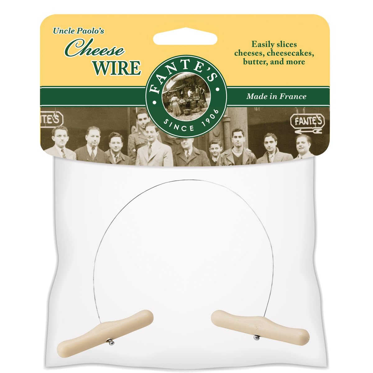 Fantes Cheese Wire Cheese Slicer, Stainless Steel, 12-Inches Long, The Italian Market Original since 1906