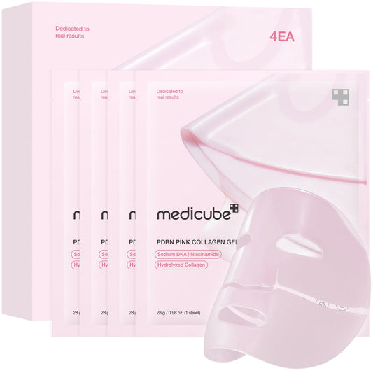 medicube Salmon DNA PDRN pink collagen jelly gel mask | overnight face mask for glass glow skin- elasticity, hydrating, firming and moisturizing | korean skincare, 28g, 4ea