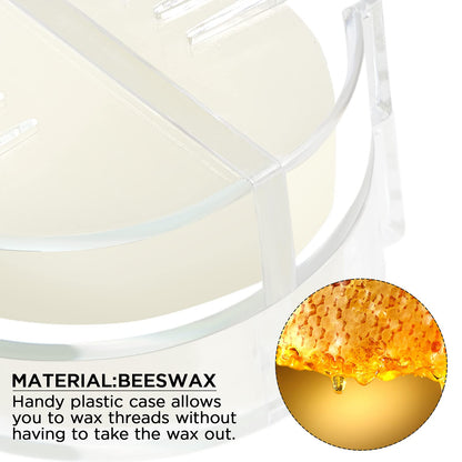 Maitys 2 Pcs Thread Wax Thread Conditioner Beeswax for Hand Sewing Embroidery Beeswax Floss Conditioner for Quilting Sewing Strengthening Line Embroidery Wax (Colorless,Clear Case)