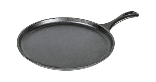 Lodge L9OG3 Cast Iron Round Griddle, Pre-Seasoned, 10.5-inch - Made in USA, Compatible with Stovetop, Oven, Grill & Campfire
