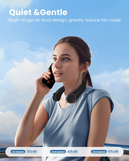 Gaiatop Portable Neck Fan Rechargeable, Hands-Free 360° Cooling, 17hrs Runtime, Battery Powered Personal Wearable Fan, Summer Outdoor Travel Essentials, Birthday Gifts for Men Women Teens, Navy Blue