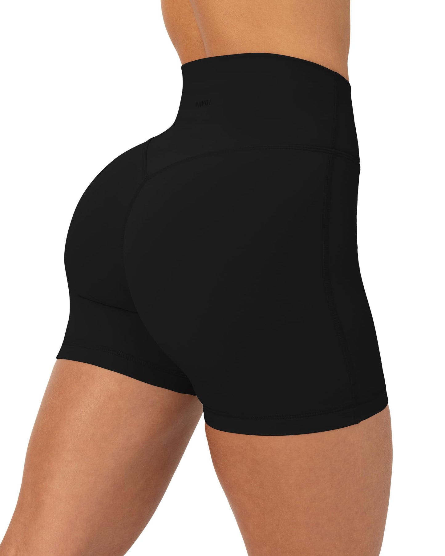 PAVOI ACTIVE Buttery Soft Yoga Workout Shorts for Women - High Waisted Butt Sculpting 4" Gym Biker Shorts - FlexFlow - Small, Black