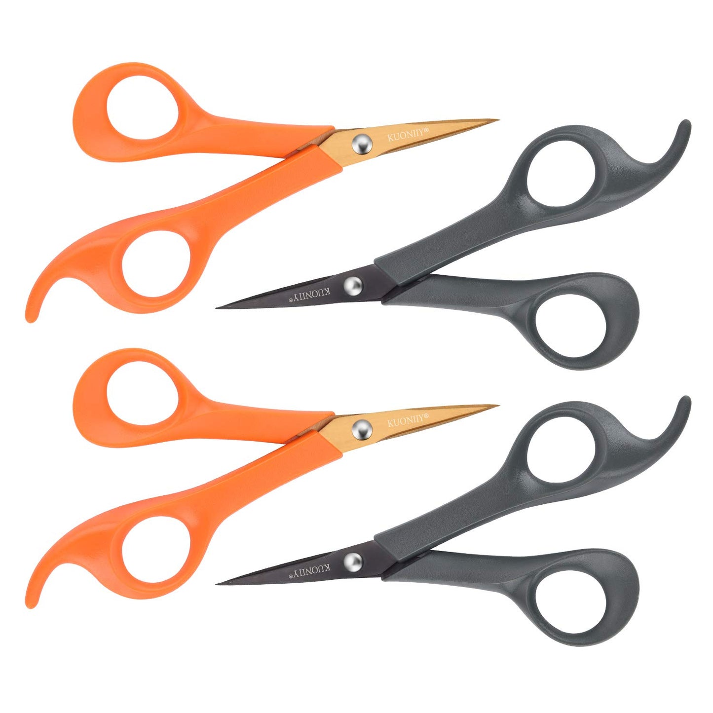 KUONIIY Micro-Tip Scissors, Precision Titanium Blades, 6 Inch Craft Detail Scissors Ideal for Paper, Scrapbooking, Beauty Crafting, Sewing, 4Pack
