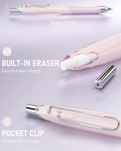 Nicpro 6PCS Pastel Mechanical Pencil Set 0.7 mm, Cute Mechanical Pencils with Comfort Grip with 12 Tubes HB Lead Refill, 3 Eraser, 9 Eraser Refills for Student Writing, Drawing, Sketching- with Case