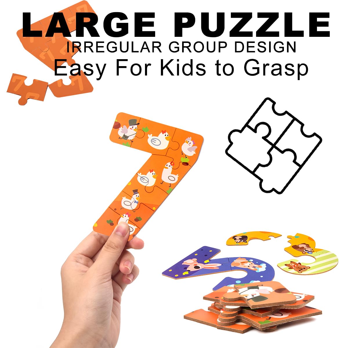 NAODONGLI Wooden Floor Puzzles for Kids Ages 3-5,Montessori Preschool Educational Learning Alphabet Puzzle & Animal Puzzle for Preschool Toddler Boys Girls Ages 3+