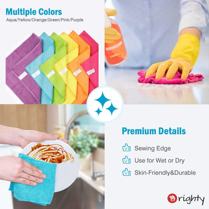 Orighty Microfiber Cleaning Cloth Pack of 12, Microfiber Towels for Cars, Highly Absorbent Car Cleaning Supplies, Lint Free Cloths Clean Rags for Car Care, House, Kitchen, 12x12 inch
