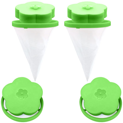 NEIJIANG Lint Catcher for Laundry,Pet Hair Remover for Laundry,Washing Machine Floating Lint Mesh Bag,Reusable Household Hair Filter Washer Lint Trap Net Pouch 4 Pieces (Green)