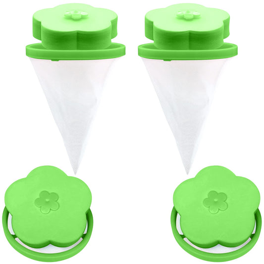 NEIJIANG Lint Catcher for Laundry,Pet Hair Remover for Laundry,Washing Machine Floating Lint Mesh Bag,Reusable Household Hair Filter Washer Lint Trap Net Pouch 4 Pieces (Green)