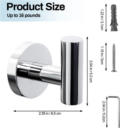 Kruodop Towel Hooks for Bathroom,2 Packs Wall Mount Towel Holder,Black Matte Wall Robe Hook,Stainless Steel Heavy Duty Door Hanger Towel Hook for Kitchen, Bedroom,Hotel,Pool,Coats