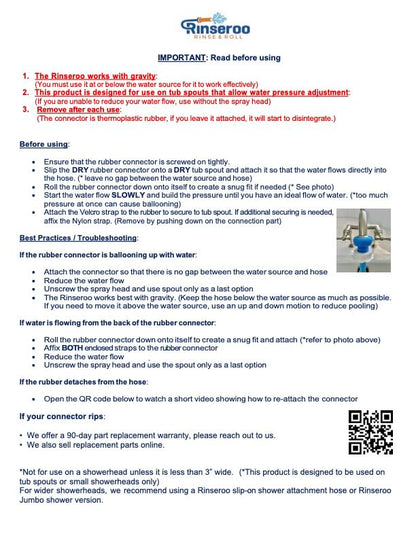 Rinseroo Slip-On Bathtub Faucet Sprayer Attachment. Ultra-Flex Dog Shower Adapter Portable With Pet Showerhead. Attach to Tub Spout 5 Foot Hose. No Install for Speedy Washing