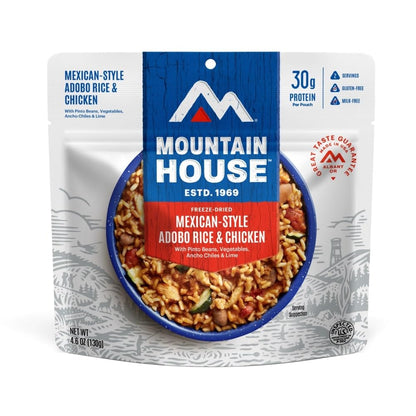 Mountain House Mexican-Style Adobo Rice & Chicken | Freeze Dried Backpacking & Camping Food | Gluten-Free | 2 Servings