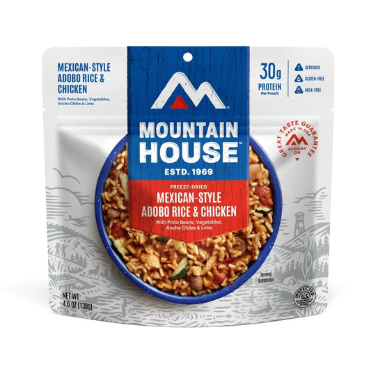 Mountain House Mexican-Style Adobo Rice & Chicken | Freeze Dried Backpacking & Camping Food | Gluten-Free | 2 Servings