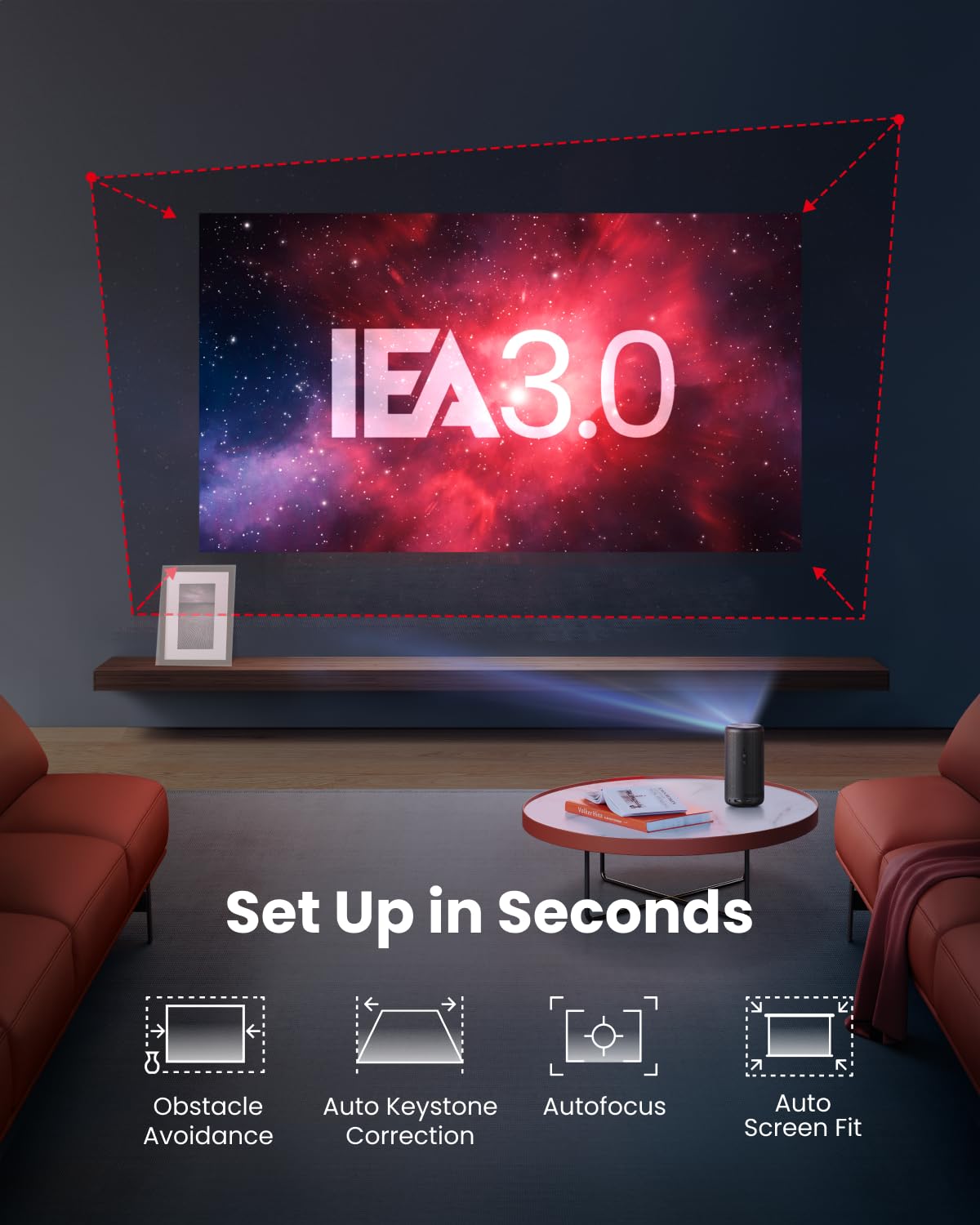 NEBULA Capsule 3 GTV Outdoor Projector, Netflix Officially Licensed, 1080P Smart Mini Projector with Wi-Fi, 2.5 hrs Battery, 120-Inch Display, Dolby Digital, Ultra Portable for Any Space