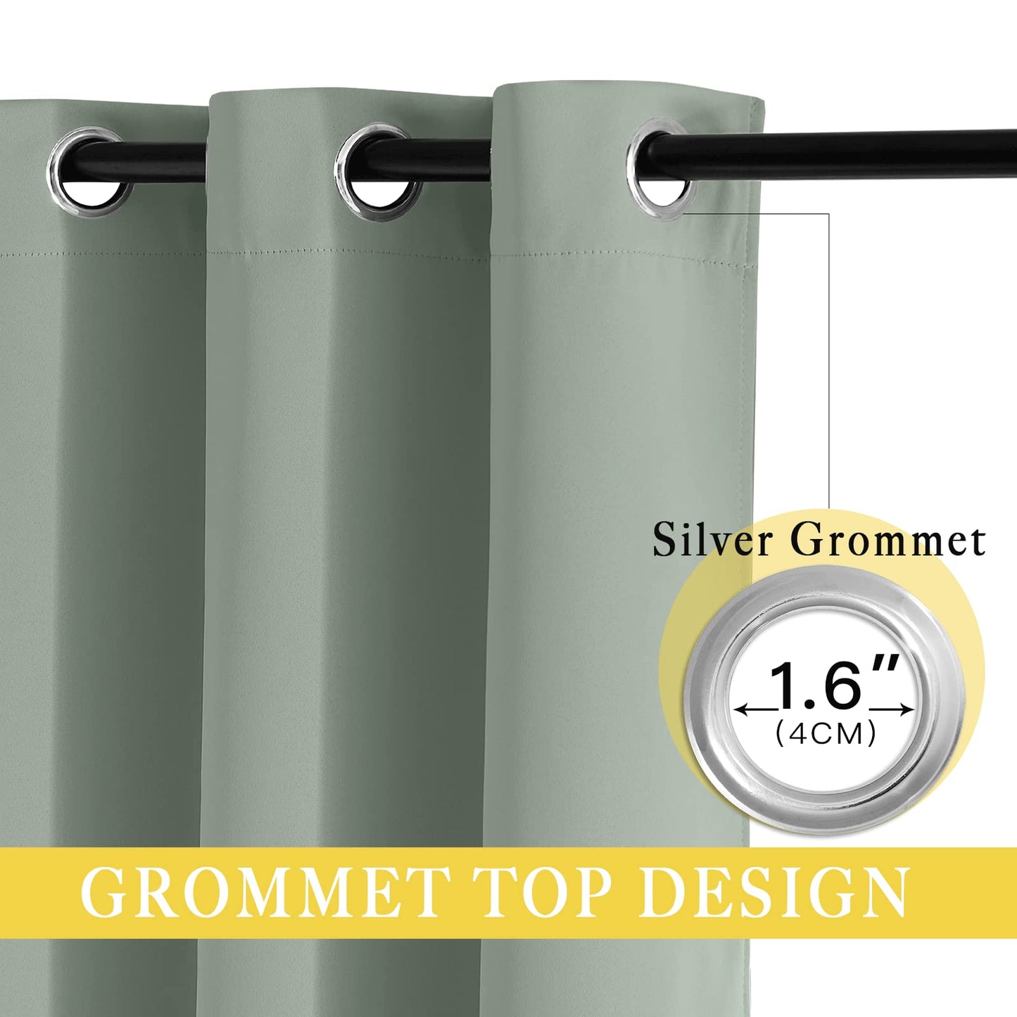 NICETOWN Sage Green Room Divider Curtains 84 inch Length, Grommet Thermal Insulated Blackout Patio Door Curtain Drape Sound Proof for Sliding Glass Door (1 Panel, W80 x L84)