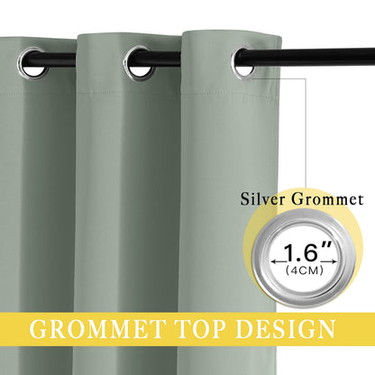 NICETOWN Sage Green Room Divider Curtains 84 inch Length, Grommet Thermal Insulated Blackout Patio Door Curtain Drape Sound Proof for Sliding Glass Door (1 Panel, W80 x L84)