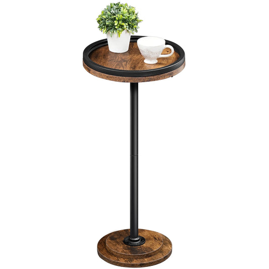 HOOBRO Small Round Side Table, Drink Table, Coffee Martini Table with Pedestal for Small Spaces in Living Room, Bedroom, Sofa Couch, Rustic Brown BF168BZ01