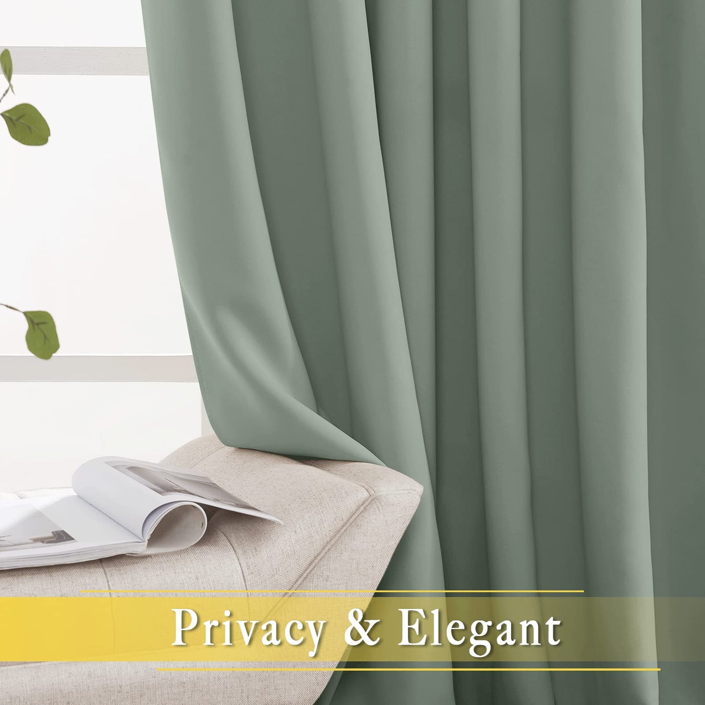 NICETOWN Sage Green Room Divider Curtains 84 inch Length, Grommet Thermal Insulated Blackout Patio Door Curtain Drape Sound Proof for Sliding Glass Door (1 Panel, W80 x L84)