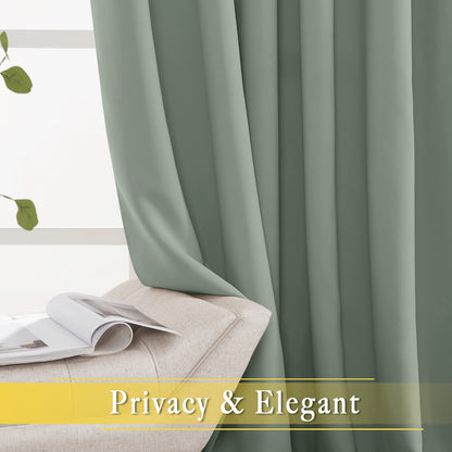 NICETOWN Sage Green Room Divider Curtains 84 inch Length, Grommet Thermal Insulated Blackout Patio Door Curtain Drape Sound Proof for Sliding Glass Door (1 Panel, W80 x L84)