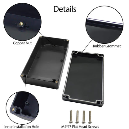 LeMotech Project Box ABS Plastic Junction Box IP65 Waterproof Hobby Box Electrical Boxes Universal Enclosure for Electronic Black 7.8 x 4.7 x 2.2 inch(200x120x56mm)（Pack of 1