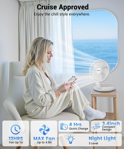 Geek Aire Personal Cooling Fan that Blow Cold Air, Portable Rechargeable Desk Fan with LED, Oscillating Standing Table Fans, Battery Powered Floor Fan for Bedroom, Travel, Dorm, Cruise RV Essentials