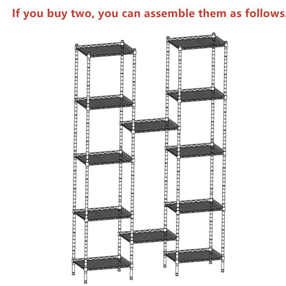 REGILLER 6 Wire Shelving Steel Storage Rack Adjustable Unit Shelves for Laundry Bathroom Kitchen Pantry Closet(Silver, 11.7" D x 16.8" W x 63" H)