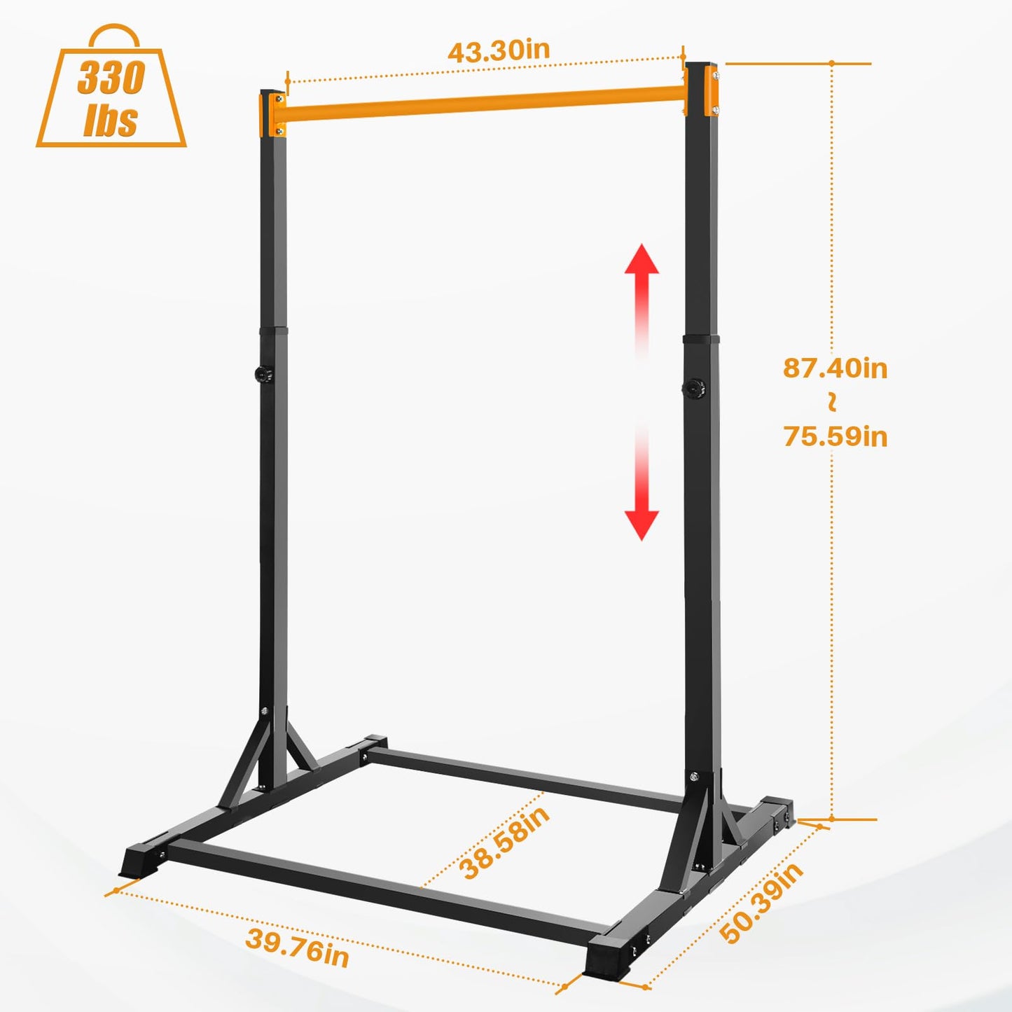 Pull Up Station, Bongkim Power Tower Portable Pullup Bar Station, Pull Up Bar for Home Gym, Pull Up Tower Station 330LBS (Orange)