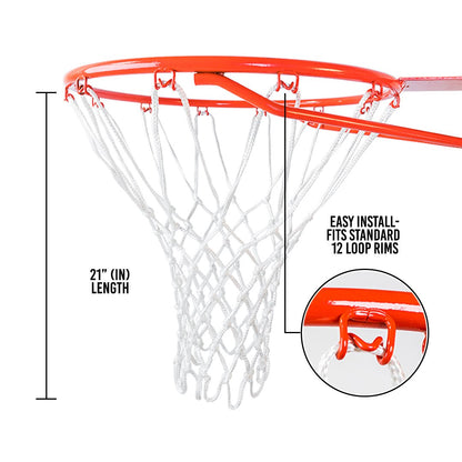 Ultra Sporting Goods Heavy Duty Basketball Net Replacement - All Weather Anti Whip, Fits Standard Indoor or Outdoor Rims - 12 Loops (White)