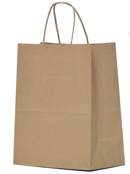 Qutuus Kraft Paper Gift Bags with Handles 8x4.5x10 25Pcs Brown Gift Bags Bulk Medium Size Small Business Bags, Party Bags, Retail Kraft Shopping Bags