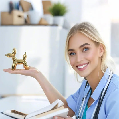 Notakia Cute Ceramics Balloon Dog Statue Crafts Living Room Desktop Decorations,Handmade Modern Small Ceramic Animal Statue Ornament Home Decor Accents