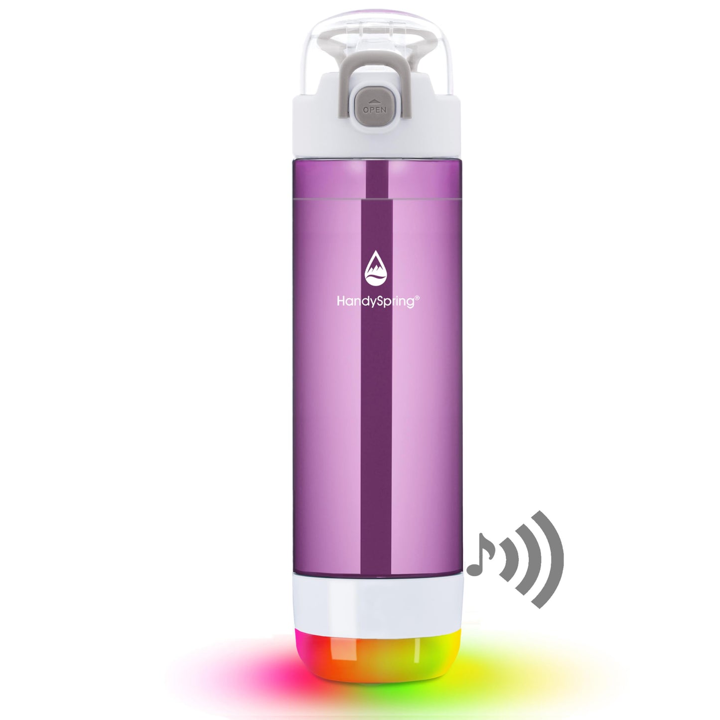 HANDYSPRING - Smart Water Bottle with Reminder To Drink Water, Lights And Sound, Water Intake Tracker, Rechargeable, Tritan Plastic w/Straw, Gifts For Women, Men, Mom, Dad, Her, Him 26 Oz (purple)