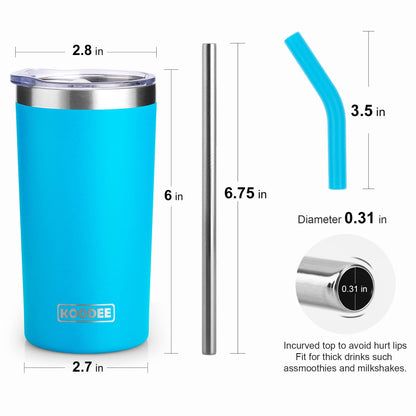 koodee Tumbler with Lids and Straws-12 oz Skinny Tumbler Stainless Steel Double Wall Vacuum Insulated Water Cup Spill Proof, BPA Free (Canyon Red-Sky Blue)